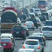 cars, trucks, traffic, traffic jam, highway